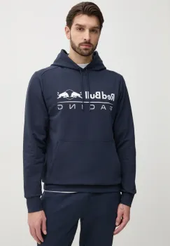 Red Bull Racing x Pepe Jeans bluza TEAM LOGO HOODY barbati, culoarea albastru marin, cu gluga, cu imprimeu, RM580016 imagine