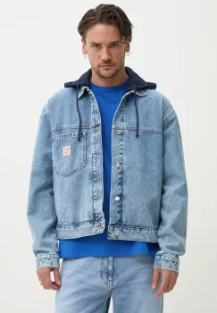 Red Bull Racing x Pepe Jeans geaca din denim HOODED DENIM JACKET de tranzitie, oversize, RM400020R17 imagine