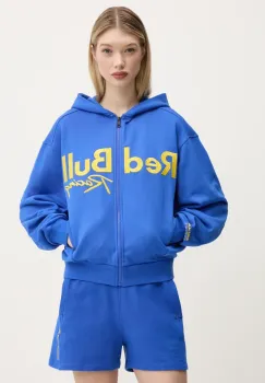 Red Bull Racing x Pepe Jeans hanorac de bumbac LOGO ZIP HOODIE femei, culoarea violet, cu gluga, cu imprimeu, RL580011 imagine