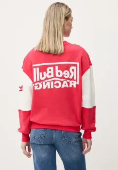 Red Bull Racing x Pepe Jeans hanorac de bumbac PANEL TEAM CREW 2 femei, culoarea rosu, cu imprimeu, RL580010 imagine