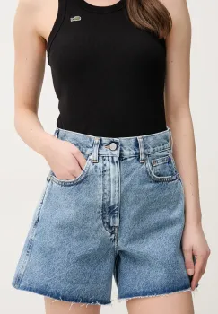 Red Bull Racing x Pepe Jeans pantaloni scurti jeans BOXY SHORT femei, neted, high waist, RL800004R17 imagine