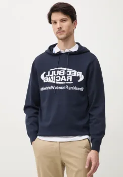 Red Bull Racing x Pepe Jeans pulover de bumbac INTARSIA HOODY culoarea albastru marin, light, RM700010 imagine