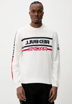 Red Bull Racing x Pepe Jeans pulover de bumbac KNITTED MOTO CREW barbati, culoarea bej, RM700011 imagine