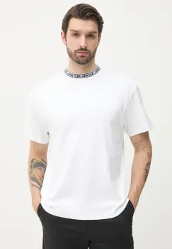 Red Bull Racing x Pepe Jeans tricou din bumbac BRANDED COLLAR TEE barbati, culoarea alb, neted, RM500021 imagine