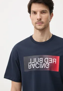 Red Bull Racing x Pepe Jeans tricou din bumbac OMBRE LOGO TEE barbati, culoarea albastru marin, cu imprimeu, RM500019 imagine