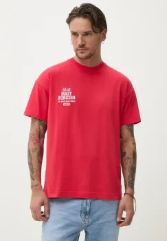 Red Bull Racing x Pepe Jeans tricou din bumbac TEAM RECORDS TEE barbati, culoarea rosu, cu imprimeu, RM500010 imagine