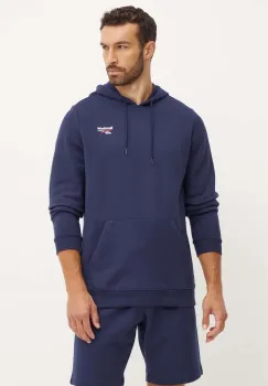 Reebok bluza barbati, culoarea albastru marin, cu gluga, cu imprimeu, 100202877 imagine