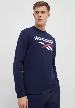 Reebok bluza barbati, culoarea albastru marin, cu imprimeu imagine