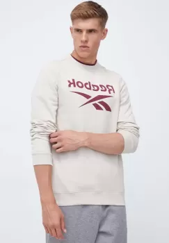 Reebok bluza barbati, culoarea bej, cu imprimeu imagine