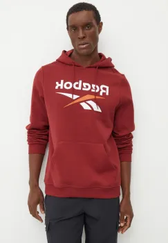Reebok bluza barbati, culoarea bordo, cu gluga, cu imprimeu, 100205966 imagine