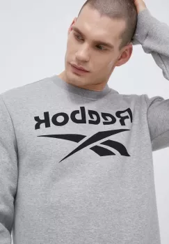 Reebok bluza barbati, culoarea gri, cu imprimeu imagine