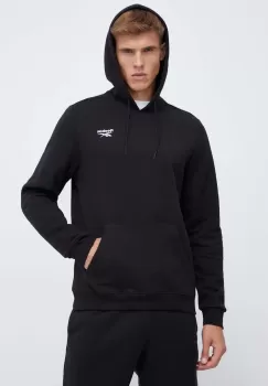 Reebok bluza barbati, culoarea negru, cu gluga, cu imprimeu imagine