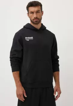 Reebok bluza Brand Proud barbati, culoarea negru, cu gluga, cu imprimeu, 100076385 imagine