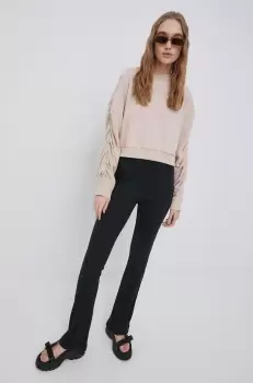 Reebok bluza femei, culoarea bej, neted imagine