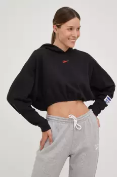 Reebok bluza femei, culoarea negru, cu imprimeu imagine