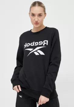Reebok bluza femei, culoarea negru, cu imprimeu imagine