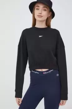 Reebok bluza femei, culoarea negru, neted imagine