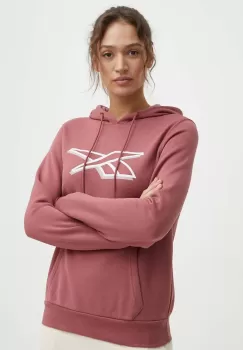 Reebok bluza femei, culoarea roz, cu gluga, cu imprimeu, 100202148 imagine