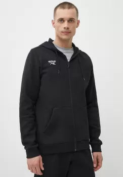 Reebok bluza Identity barbati, culoarea negru, cu gluga, neted, 100202857 imagine