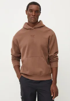 Reebok bluza Identity Washed barbati, culoarea maro, cu gluga, neted, 100205481 imagine
