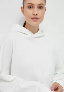 Reebok bluza LUX COLLECTION femei, culoarea alb, cu gluga, cu imprimeu imagine