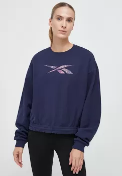 Reebok bluza MODERN SAFARI femei, culoarea albastru marin, cu imprimeu imagine