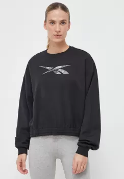 Reebok bluza MODERN SAFARI femei, culoarea negru, cu imprimeu imagine