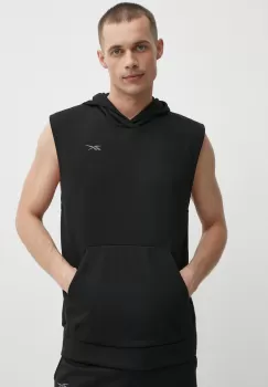 Reebok bluza Strength barbati, culoarea negru, cu gluga, neted, 100075597 imagine