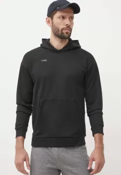 Reebok bluza Strength barbati, culoarea negru, cu gluga, neted, 100075764 imagine