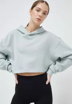 Reebok bluza trening culoarea verde, cu gluga, neted imagine