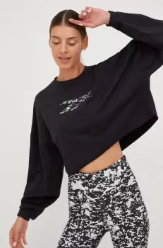Reebok bluza trening Modern Safari femei, culoarea negru, cu imprimeu imagine