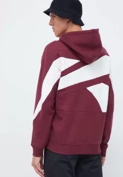 Reebok Classic bluza barbati, culoarea bordo, cu gluga, modelator imagine