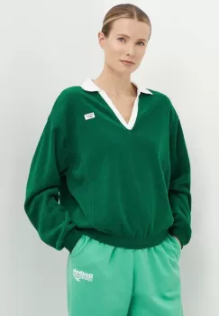 Reebok Classic bluza Retro Court femei, culoarea verde, neted, 100075519 imagine