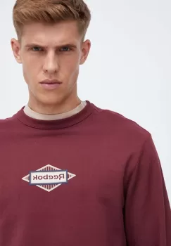 Reebok Classic hanorac de bumbac barbati, culoarea bordo, cu imprimeu imagine