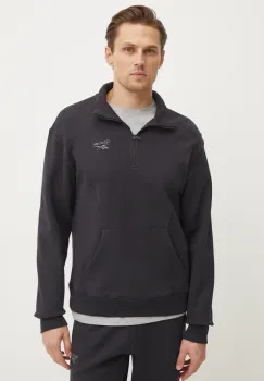 Reebok Classic hanorac de bumbac barbati, culoarea negru, cu imprimeu, 100214081 imagine