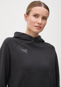 Reebok Classic hanorac de bumbac femei, culoarea negru, cu gluga, neted, 100214101 imagine