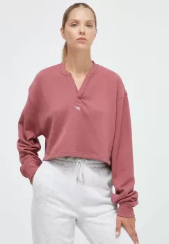 Reebok Classic hanorac de bumbac femei, culoarea roz, neted imagine