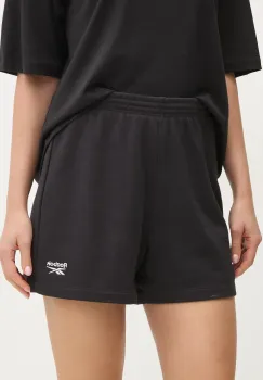 Reebok Classic pantaloni scurti femei, culoarea negru, neted, high waist, 100221535 imagine