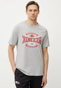 Reebok Classic tricou din bumbac barbati, culoarea gri, cu imprimeu, 100218840 imagine
