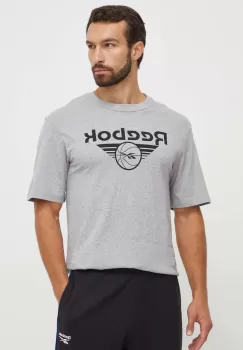 Reebok Classic tricou din bumbac Basketball culoarea gri, cu imprimeu imagine