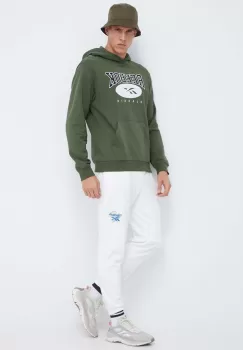 Reebok pantaloni de trening culoarea alb, cu imprimeu imagine