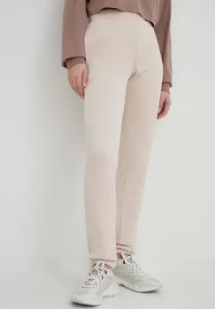 Reebok pantaloni de trening culoarea roz, neted imagine