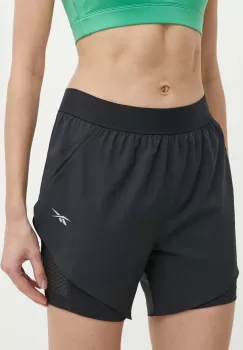 Reebok pantaloni scurti de alergare culoarea negru, neted, high waist, 100075412 imagine