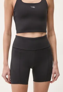 Reebok pantaloni scurti de antrenament LUX Collection culoarea negru, uni, high waist, 100214845 imagine