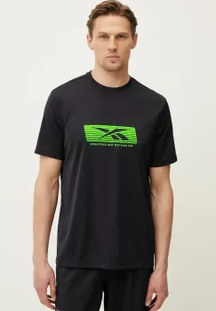 Reebok tricou de antrenament No Matter the Distance culoarea negru, cu imprimeu, 100214917 imagine