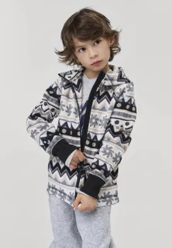 Reima hanorac polar pentru copii Northern culoarea negru, cu gluga, cu model, 5200044A imagine