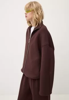 Remain bluza Soft Zipped Jacket femei, culoarea maro, neted, 501932578 imagine