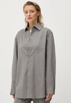 Remain camasa Herringbone Overshirt femei, culoarea gri, cu guler clasic, relaxed, 5018743038 imagine