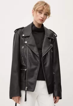 Remain geaca ramones de piele Biker Leather Jacket femei, culoarea negru, de tranzitie, 502123100 imagine