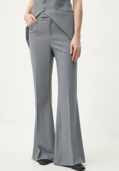 Remain pantaloni din lana culoarea gri, evazati, high waist, 5023923046 imagine